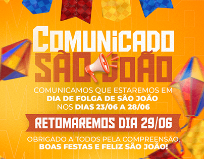 Comunicado São João - Flyer Estilo Aviso