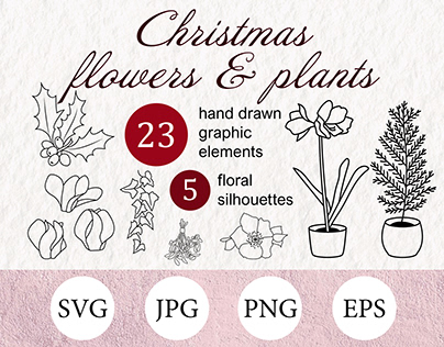 Christmas ornamental plants SVG collection