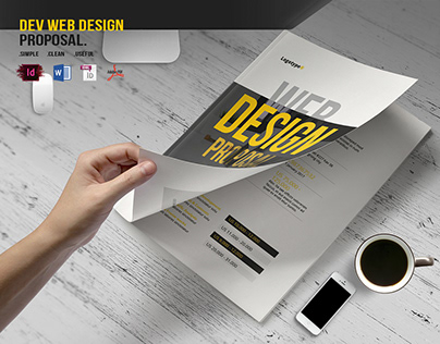Web Design Proposal Layout with Black and Yellow Accent