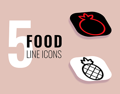 5 food icons in a row for the App