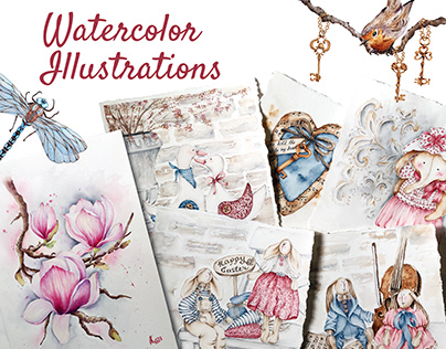 Watercolor Illustrations | Floral | Birds & Animals