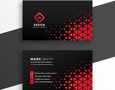 black-business-card-with-red-triangle-shapes