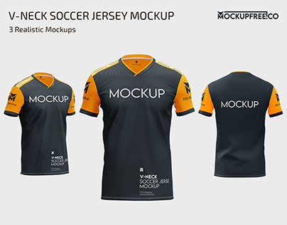 V-Neck Soccer Jersey PSD Mockup