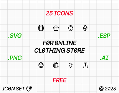 Free 25 Icon Set For Online Clothing Store