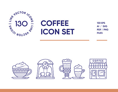 Coffee House Line Icon Set