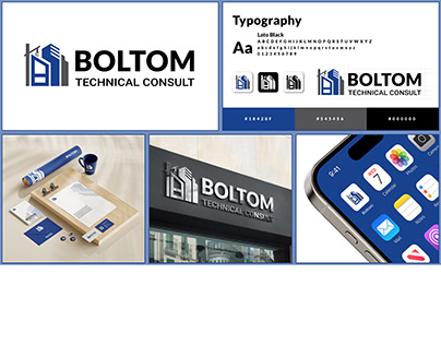 Boltom Construction logo design with brand guide