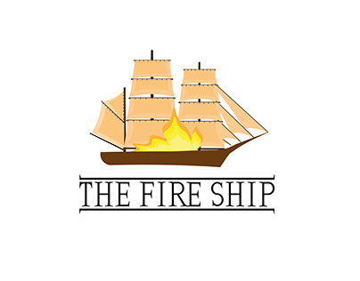 The fire ship custom logo and illustration
