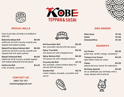KOBE Restaurant Menu and Business Card Design