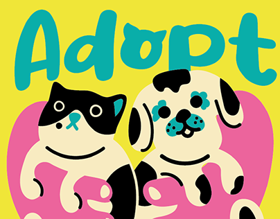 ADOPT DON'T SHOP CUTE PETS PRODUCTS ILLUSTRATION