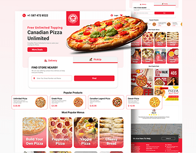Canadian Pizza Unlimited UI Design