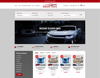 Car Window Tint E-Commerce Website Online Store Develop