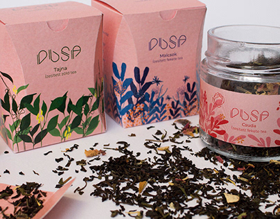 DUSA Tea label branding and packaging