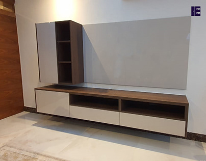 Cashmere Gloss & Wooden Wall Mounted TV Unit Northwood