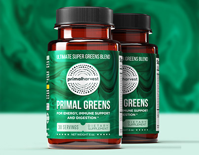 Primal Greens Label Design