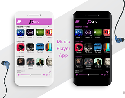 Music Player App - In both Light & Dark Mode