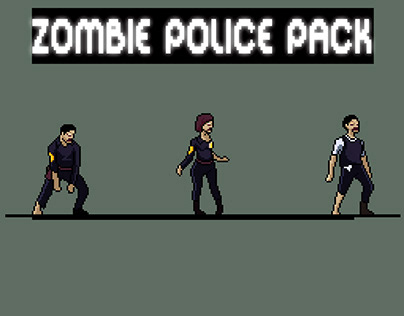 Zombie Police Character Sprites Pixel Art
