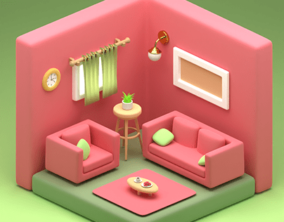 |3D Isometric Living Room| (From 3DGreenhorn Tutorials)