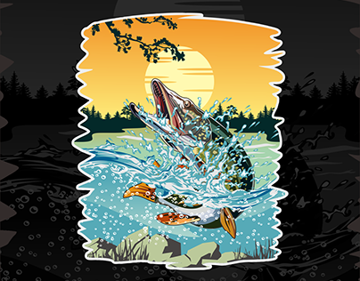 Pike Fishing Illustration