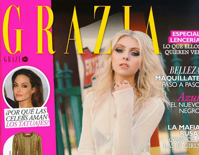 Client Covergirl Taylor Momsen on Grazia Magazine, 2014