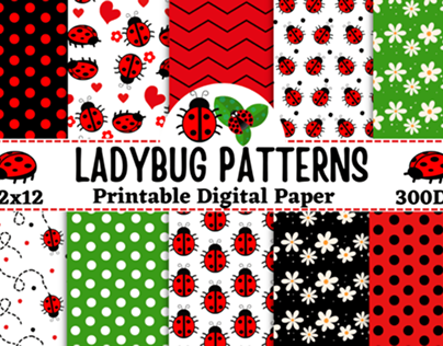 Ladybug Seamless Pattern Digital Paper