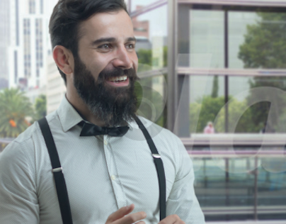 Young Bearded Man Wearing Suspender PNG