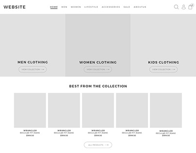 Wireframe design for Ecommerce landing page