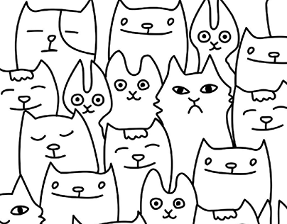 Cute Cat Sketch Pattern