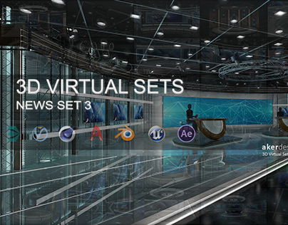 Virtual TV Studio News Set 3