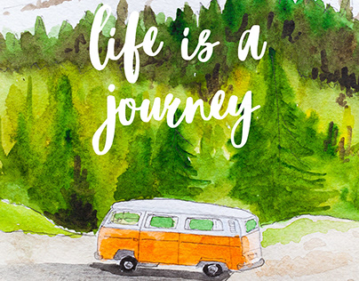 Life is a jouney, set of inspirational postcards