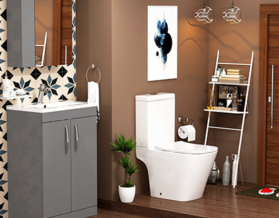 Cloakroom Suite Floor Standing Vanity Unit Basin Toilet