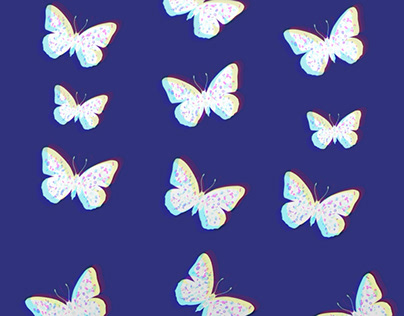 Colorful Butterfly Pattern With Chromatic Aberration