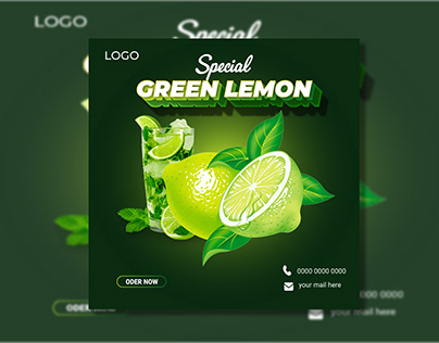 Creative Green Lemon Poster Design