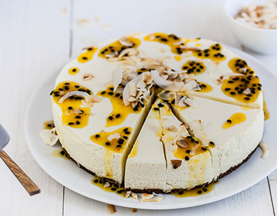 Kokos-cheesecake met limoen en passievrucht