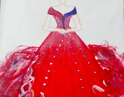 fashion long gown dress illustration