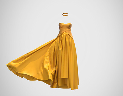 Magdalene golden chiffon dress