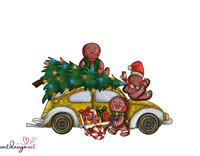 Christmas Truck And Gingerbread Sublimation