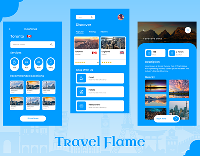 TravelFlame - Travel App UI Design Concept