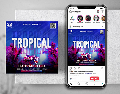 Tropical Night Party Free Instagram Banner