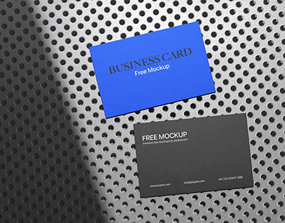 Free Business Card on Metal Background Mockup