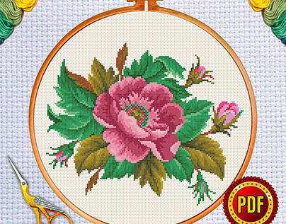 Elegant Flower Cross Stitch Pattern 21