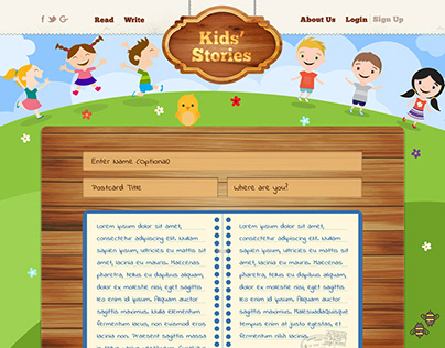 Kids' Story Reading and Writing Website