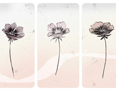 3 frames soft pink flower