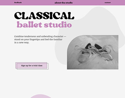 Landing page for a ballet studio.