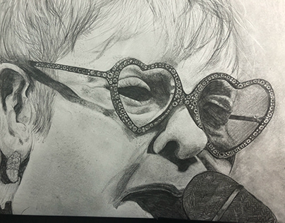 2018 Elton John Graphite Portrait