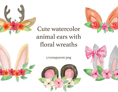 Cute watercolor Easter ears