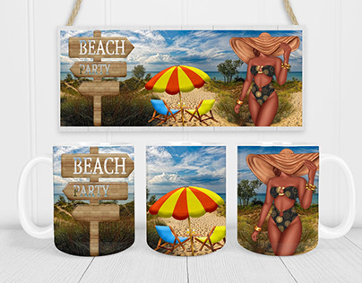 Beach Party 11oz Mug Sublimation Template