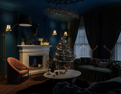 Cosy Christmas Living Room.