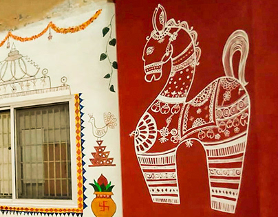 Pithora and warli mural art