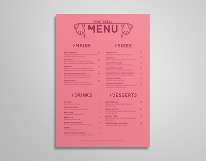 Pink Shell restaurant menu
