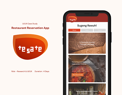 Te Sate Restaurant Reservation App - UI/UX Case Study